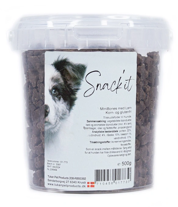 Snackit Semi-Moist Mini Bones med Lam 500 g - bløde hundesnacks